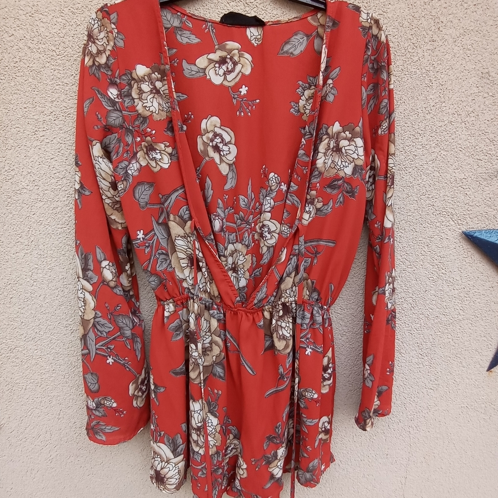 Audrey 3+1 Orange Floral Romper
